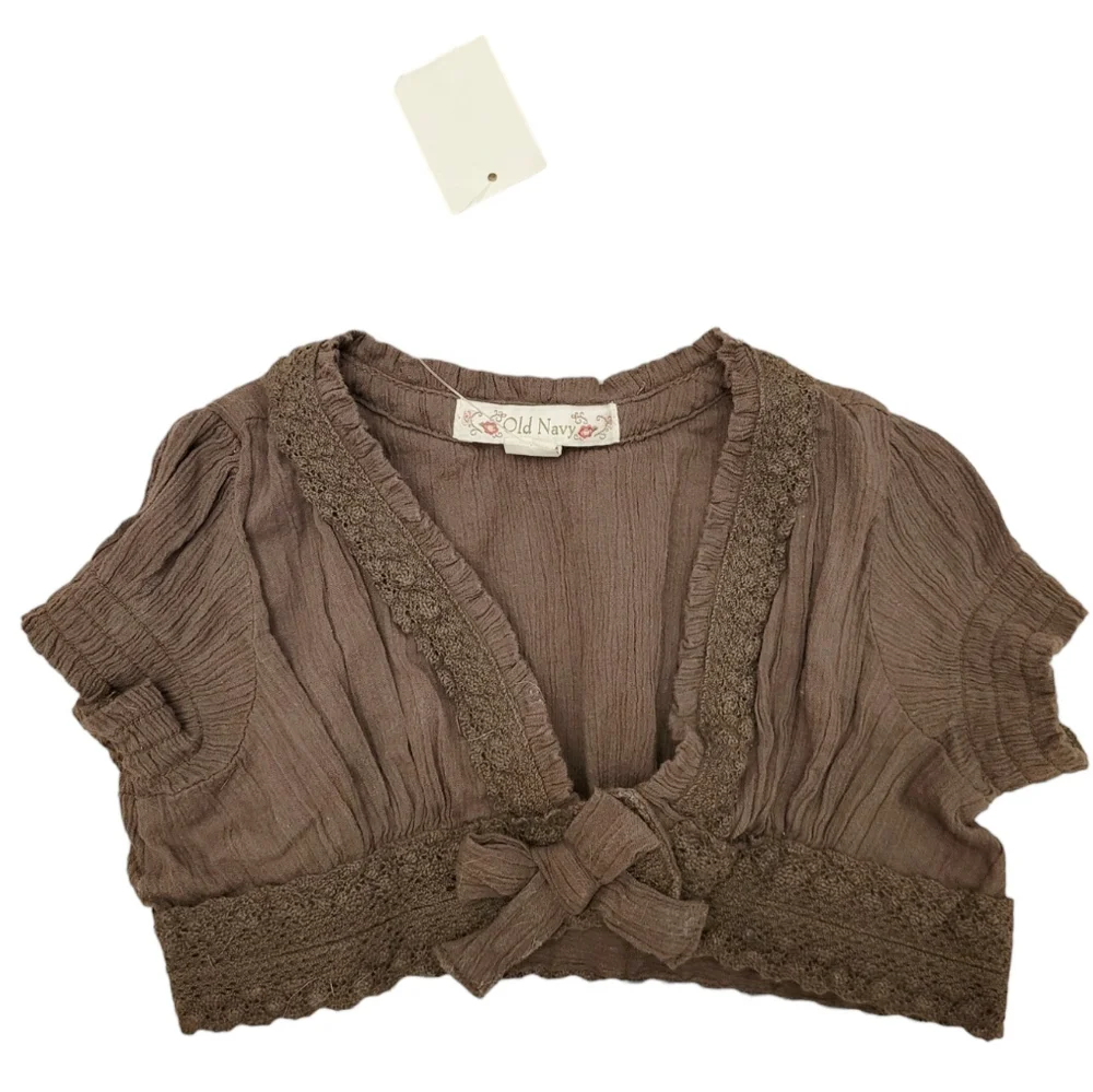 Vintage Y2K Old Navy brown shrug cropped top, NWT